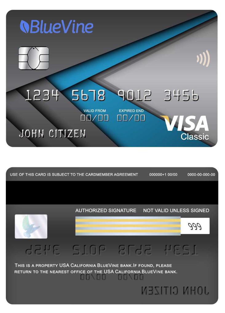 USA California BlueVine bank visa classic card